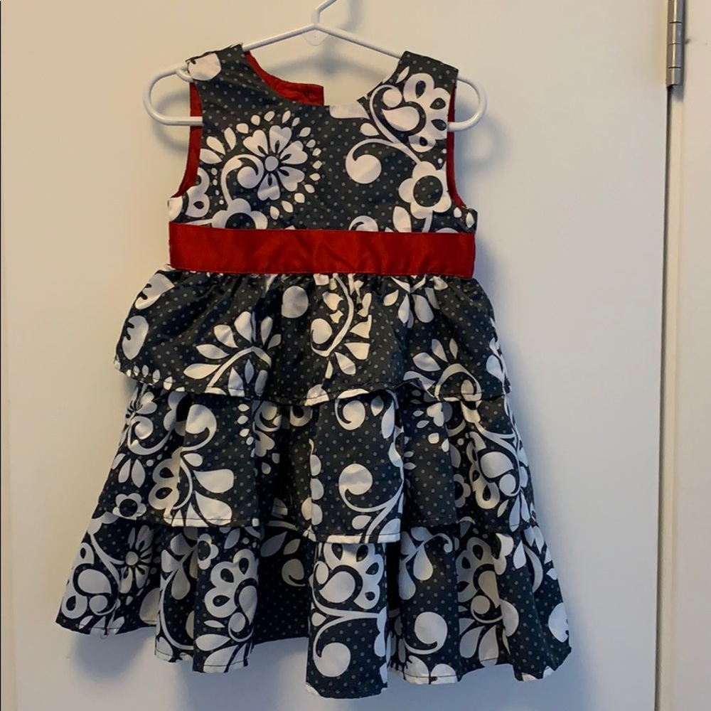 Carter’s grey and white party dress w/ red sash